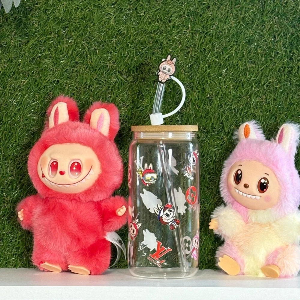 Pop mart monster , Unique custom made glass cup. Bundle .. missing box